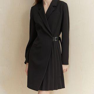 Pleated A-line Blazer Dress
