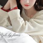 Letter-embroidered Pointelle-knit Cardigan