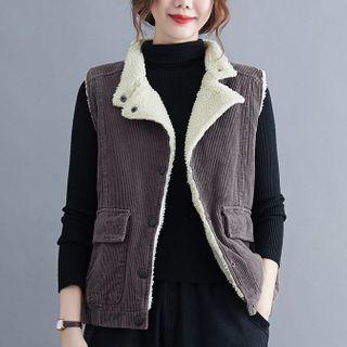 Fleece-lined Corduroy Button-up Vest