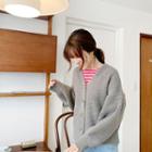 Fluffy Puff-sleeve Cardigan