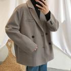 Double-breasted Plain Lapel Blazer