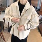Frill Trim Buttoned Jacket As Shown In Figure - One Size