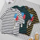 Short-sleeve Striped Label Strap Top