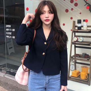 Plain Blazer Navy Blue - One Size