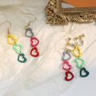Heart Drop Earring 1 Pair - Red & Yellow & Green - One Size