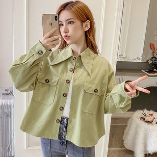 Long-sleeve Plain Cargo Jacket