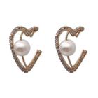 Faux Pearl Rhinestone Heart Earring 1 Pair - Gold - One Size