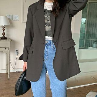 Single-breasted Longline Blazer Black - One Size