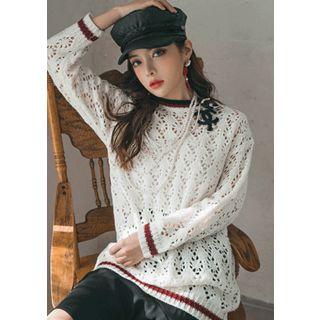 Ringer Long Open-knit Sweater