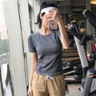 Short-sleeve Striped Sports T-shirt