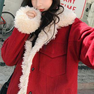 Furry-trim Buttoned Denim Jacket