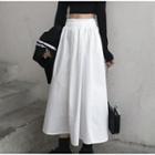 Plain A-line Skirt White - - One Size