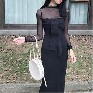 Set : Spaghetti Strap Knit Top + Midi Skirt