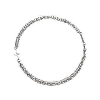 Cross Layered Stainless Steel Choker Choker - Silver - 55cm