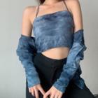 Set: Tie Dye Spaghetti Strap Top + Cardigan