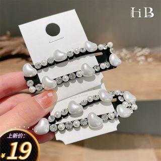 Heart Faux Pearl Rhinestone Hair Clip