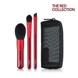 Vdl - Mini Brush Kit (the Red Collection): Powder Brush 1pc + Eyeshadow Brush 1pc + Eyebrow Brush 1pc 3pcs