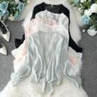 Bell-sleeve Eyelet Trim Open-front Jacket