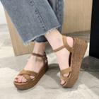 Crisscross Ankle-strap Platform Wedge-heel Sandals