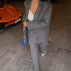 Liphop Embroidered Double-breasted Pinstripe Blazer