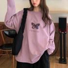 Loose-fit Long-sleeve Butterfly Printed Sweatshirt