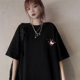 Moon Print Short-sleeve Round Neck T-shirt