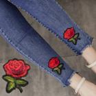 Rose Embroidered Skinny Jeans