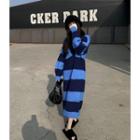 Striped Knit Midi Shift Dress Stripes - Light Blue & Dark Blue - One Size