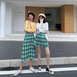 Plaid Mini Pleated Skirt / Midi A-line Skirt