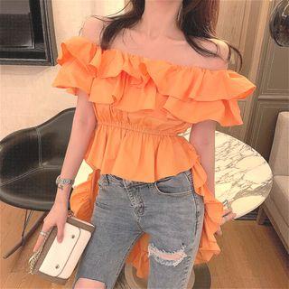 Short-sleeve Off-shoulder Ruffled Top