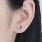 Butterfly Rhinestone Earring 1 Pair - Silver - One Size