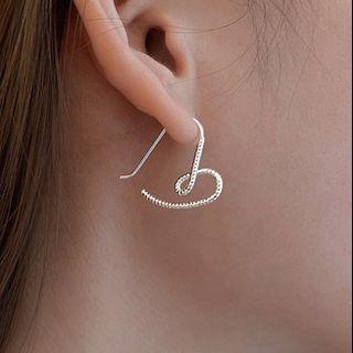Heart Open Hoop Earring 1 Pair - Silver - One Size
