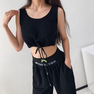 Drawstring-hem Crop Tank Top