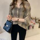 Plaid Sheer Blouse