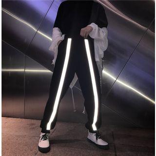 Couple Matching Contrasting Sweatpants Black - One Size
