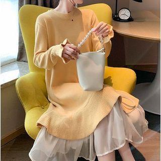 Paneled Midi A-line Sweater Dress