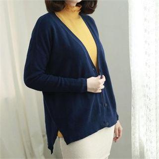 Dip-back Rib-knit Cardigan