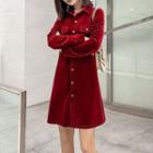 Velvet A-line Shirt Dress