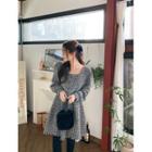 Plus Size Square-neck Tweed Dress