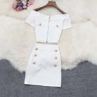 Set: Short-sleeve Zip-up Top + Mini Skirt