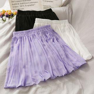Elastic High-waist Pleated Mini Skirt