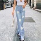 Daisy Print Slit Straight-fit Jeans