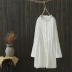 Drawstring Long-sleeve Dress White - One Size