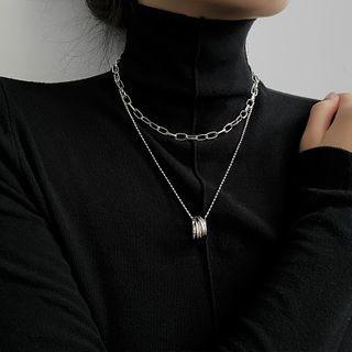 Pendant Layered Alloy Choker Necklace Necklace - Silver - One Size
