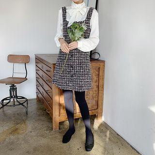 Sleeveless Tweed Mini Dress Black - One Size