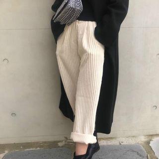 Corduroy Wide Leg Pants White - One Size