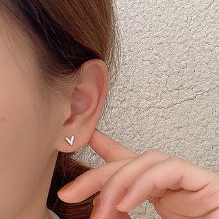 Alloy V Shape Earring 1 Pair - 925 Silver Needle - Silver - One Size