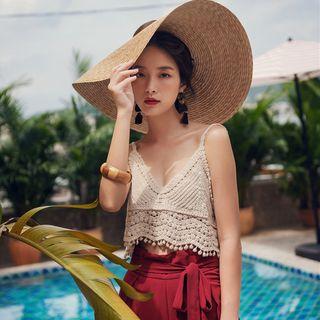 Knit Cutout Camisole Top Almond - One Size