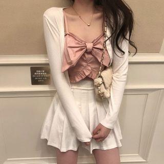 Bow Camisole Top / A-line Skirt / Cardigan