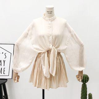 Dip-front Asymmetric Chiffon Shirt